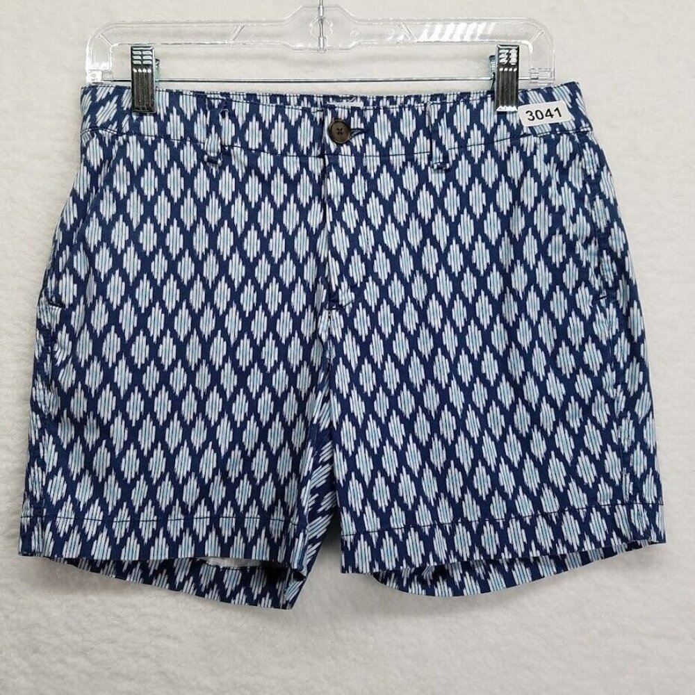 Gap Womens City Shorts Size 0 Navy Blue Geometric Print Flat Front Stretch